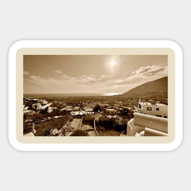 Mountains Sea and Sky in Sepia Tone Sticker by Pamela Storch